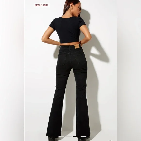 MOTEL Rocks Seam Split Jeans In Black Wash - Picture 14 of 14